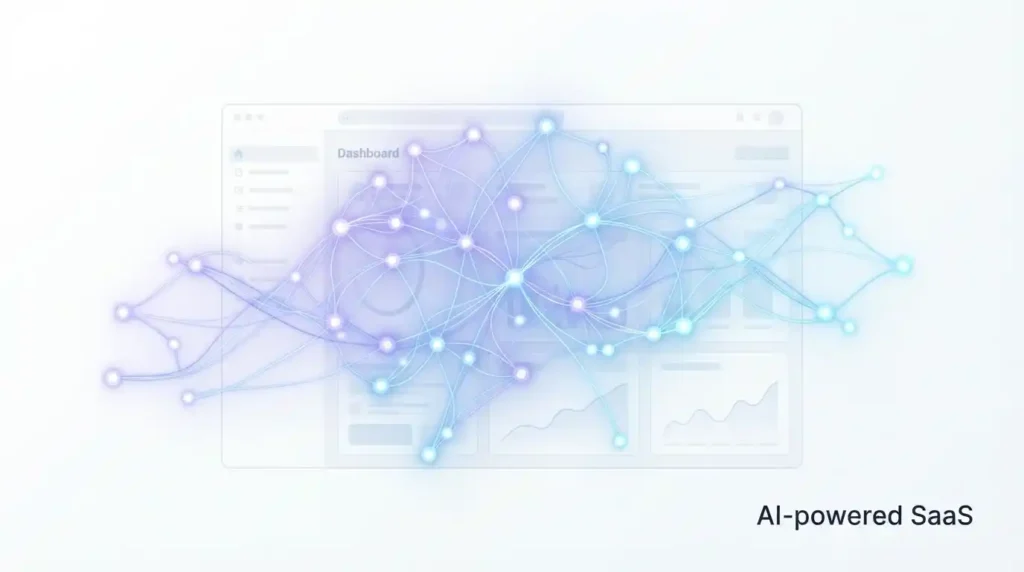 Illustration of AI neural network disrupting vertical and horizontal SaaS software platforms