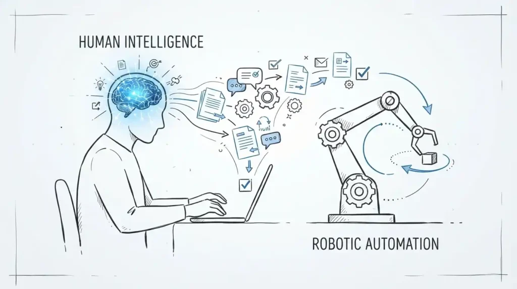 AI Agents vs RPA: Which Automation Approach Is Right for Your Business? 2 AI Agents vs RPA illustration comparing rule-based automation flowchart with adaptive AI decision path