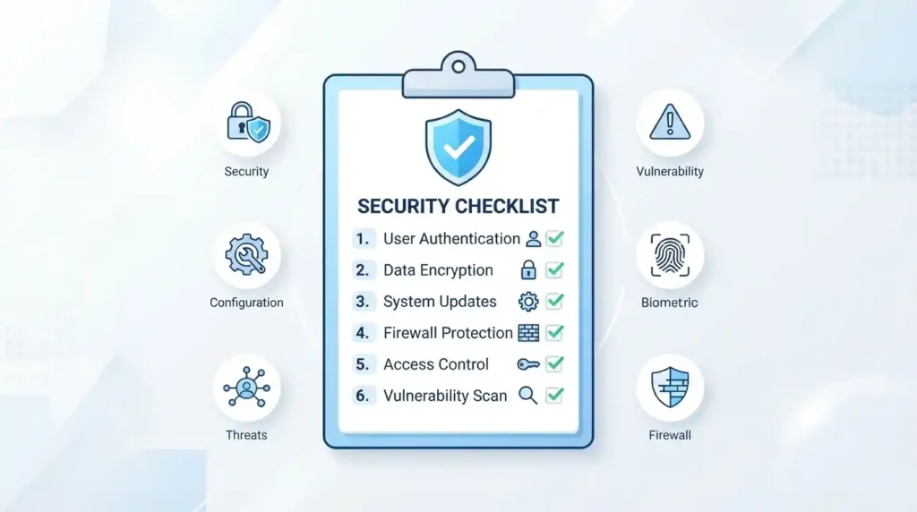 Security checklist with shield and warning icons representing the OWASP API Security Top 10 2023 vulnerability categories