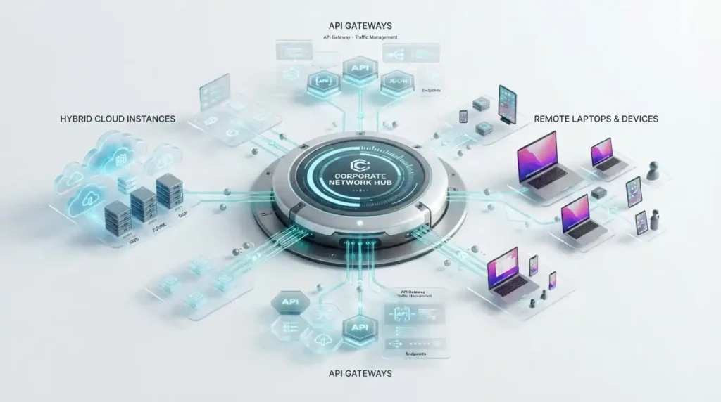 External Attack Surface Management (EASM): How Organizations Can Identify and Reduce Cyber Exposure in 2026 1 Visual representation of expanding corporate digital footprint requiring External Attack Surface Management EASM solutions.