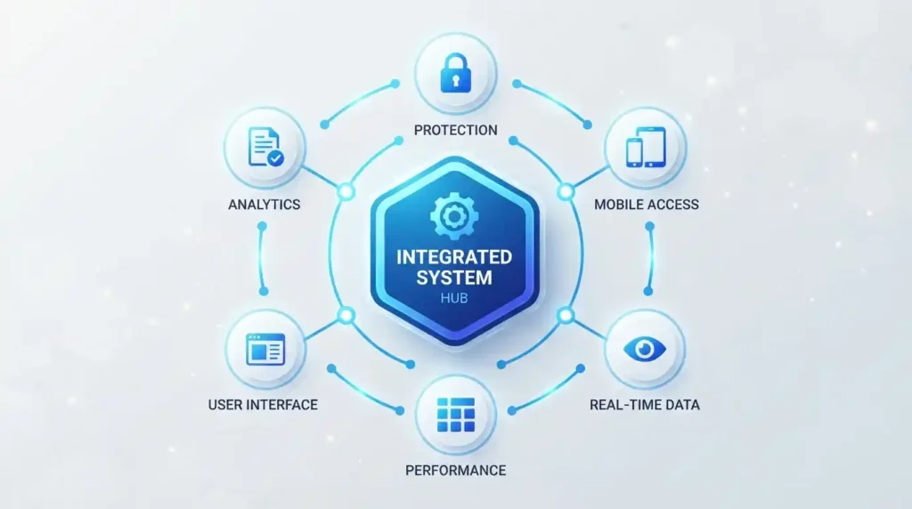 Zero Trust Security: A Practical Guide for Modern Enterprises 4 Hexagon diagram illustrating the main components of a zero trust security model