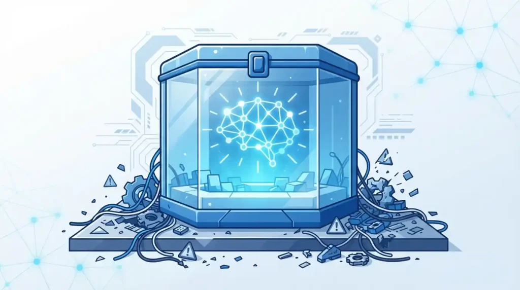 Why Most AI Pilots Fail to Reach Production (And How Enterprises Can Fix It) 1 AI sandbox illusion showing why AI pilots fail when moving from controlled testing to real production environments