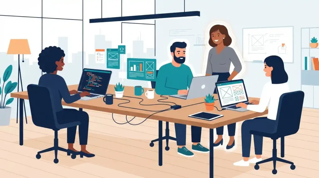 Staff Augmentation vs Outsourcing: Which Model Actually Fits Your Project in 2026? 1 Illustration of a team adding a new member for staff augmentation services