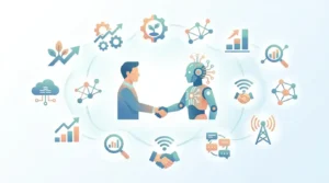 AI system connecting with customer chat, order tracking, and support touchpoints