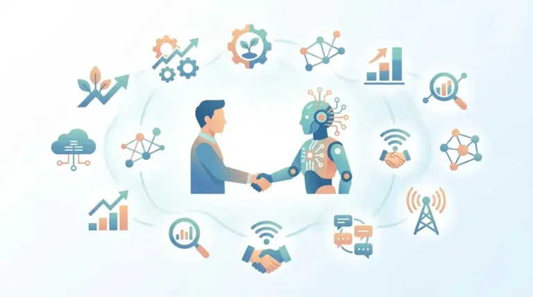 AI system connecting with customer chat, order tracking, and support touchpoints