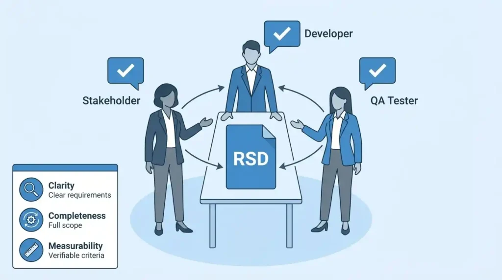 Infographic showing why requirement specification documents matter for QA teams