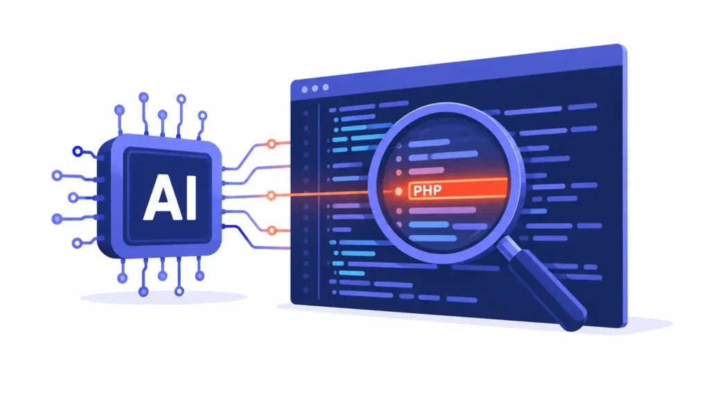 AI chip scanning code and highlighting a hidden bug in PHP