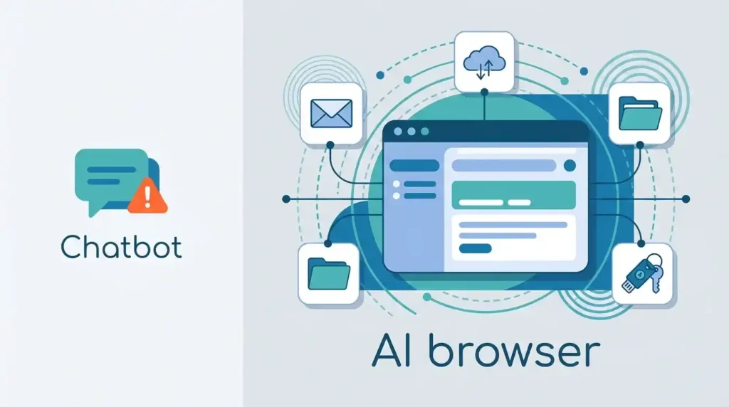 Chatbot injection compared with indirect prompt injection in an AI browser